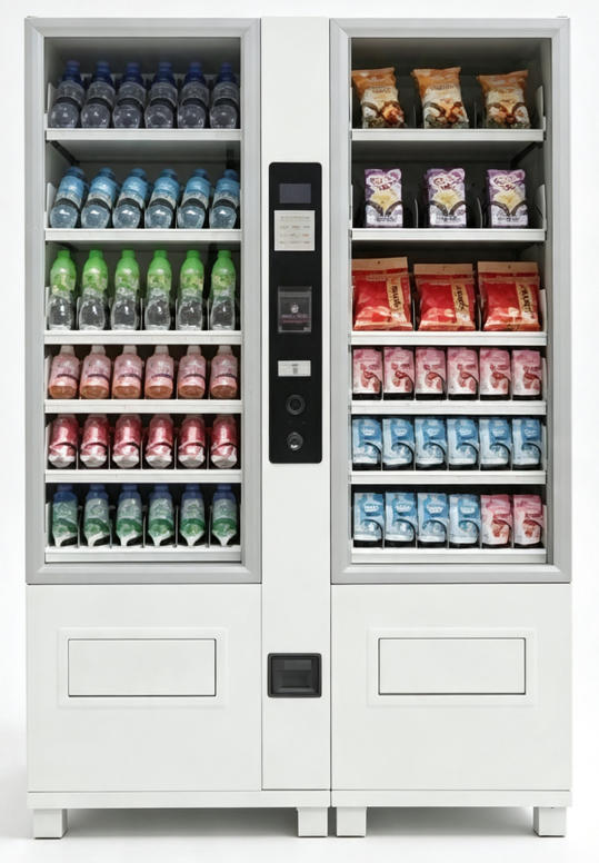Double-Door Combo Vending Machine with Insulated Glass Doors for Drinks and Snacks